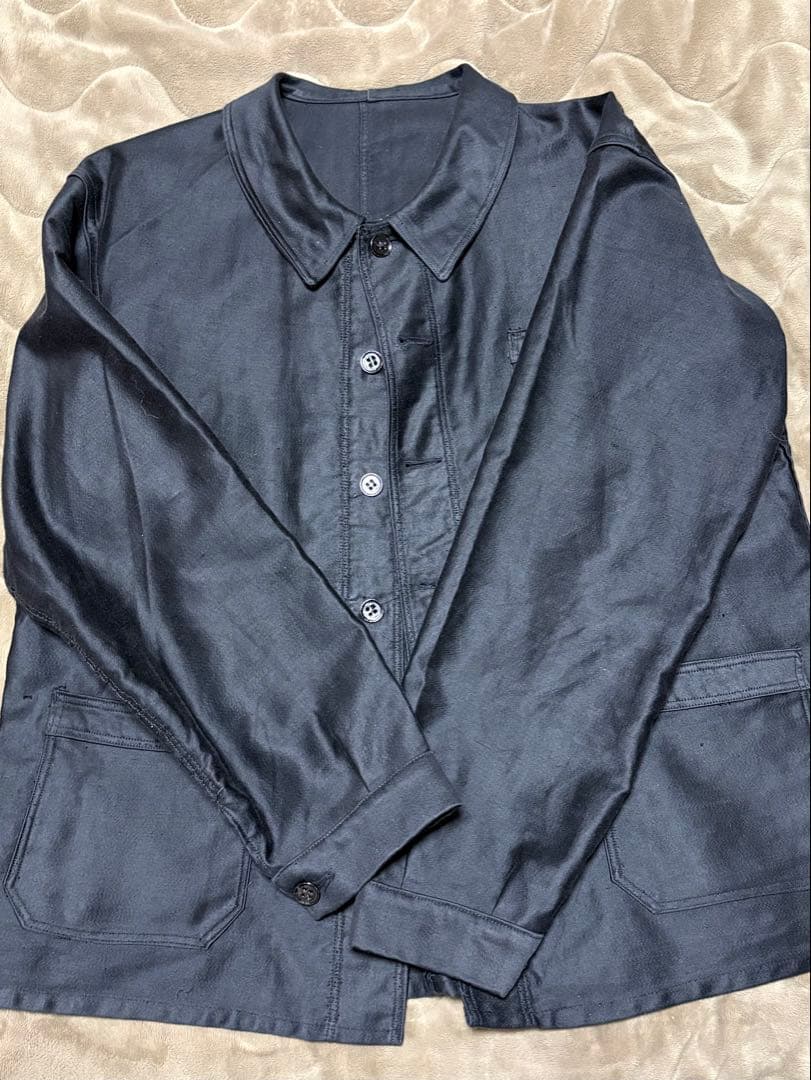 ブラックモールスキンジャケット フレンチヴィンテージ ユーロヴィンテージ