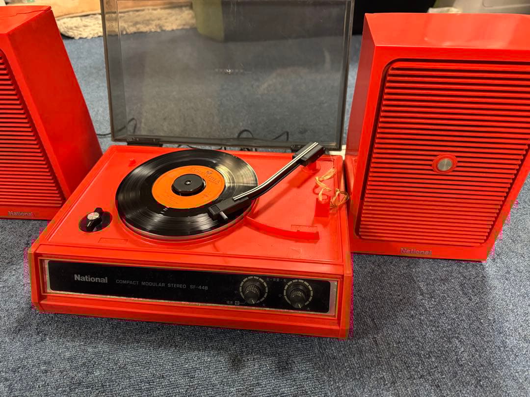 昭和レトロ　ナショナル　レコードプレーヤー　SF–448 レッド　ステレオ