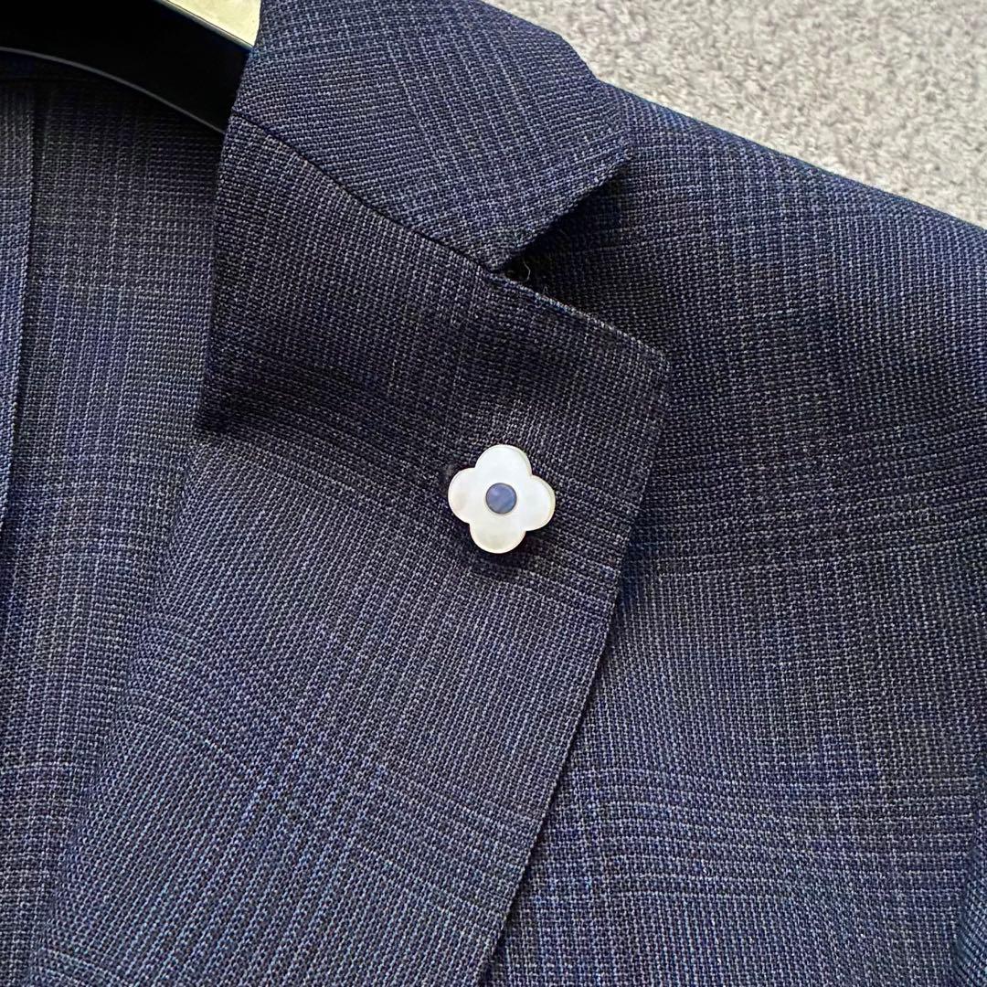 未使用級 LARDINI セットアップ シングルツース ネイビー ウール 50