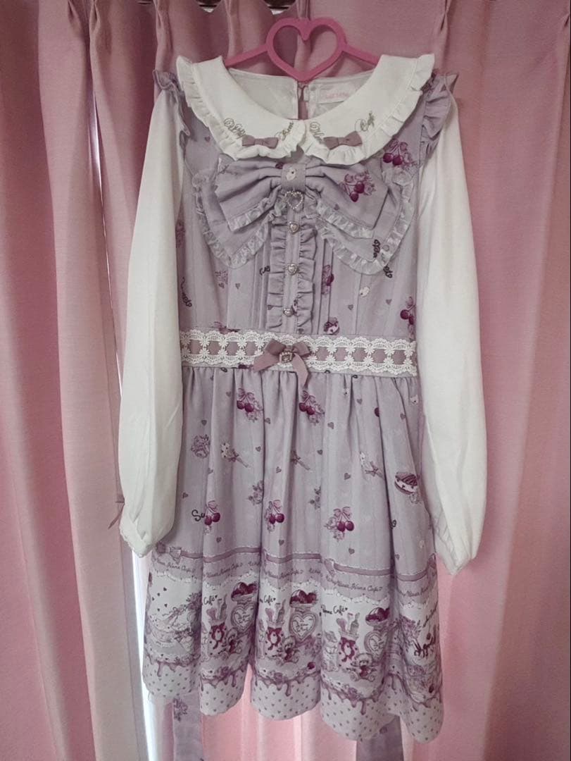 LIZLISA Whip Bear  Cafe柄ワンピース ピンク