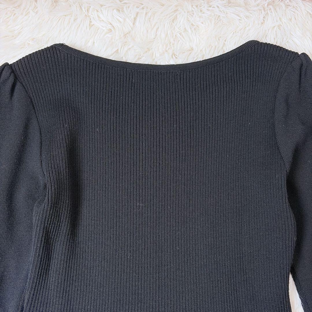 【美品】ルネ カシミヤ混 リブニット フレア ドッキングワンピース ブラック