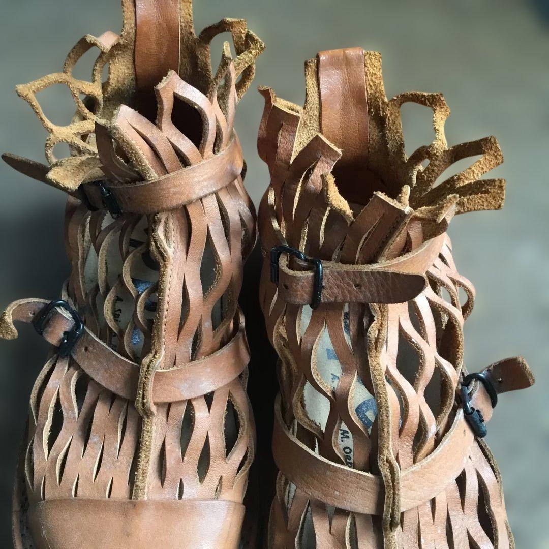 トリッペン　ブラウンレザーカットアウトサンダル☆37