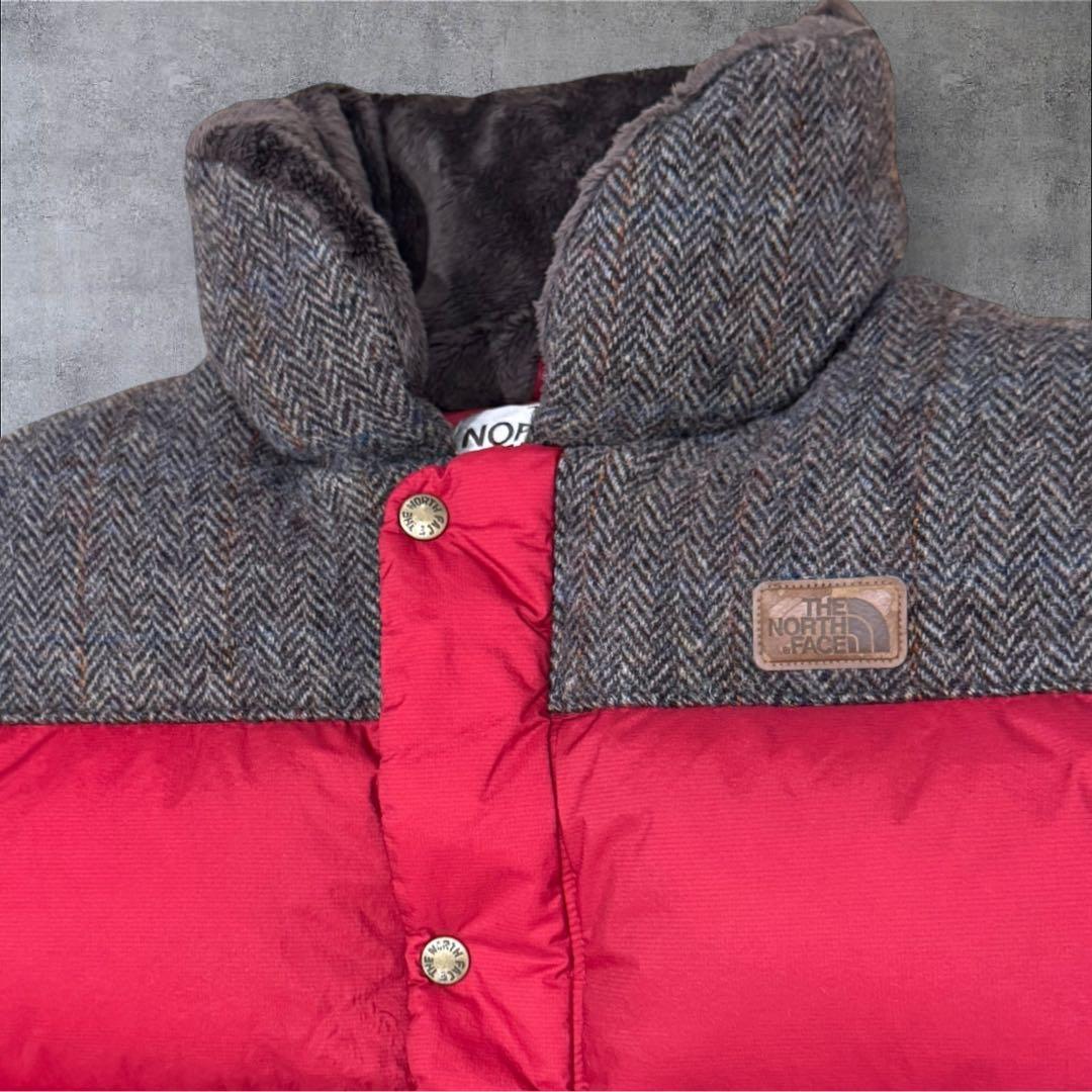 THE NORTH FACE ダウンベスト 赤 メンズXL ハリスツイード