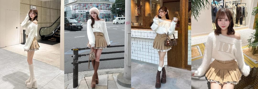 ダーリッチ darich ダブルプリーツミニスカート BEG ベージュ S