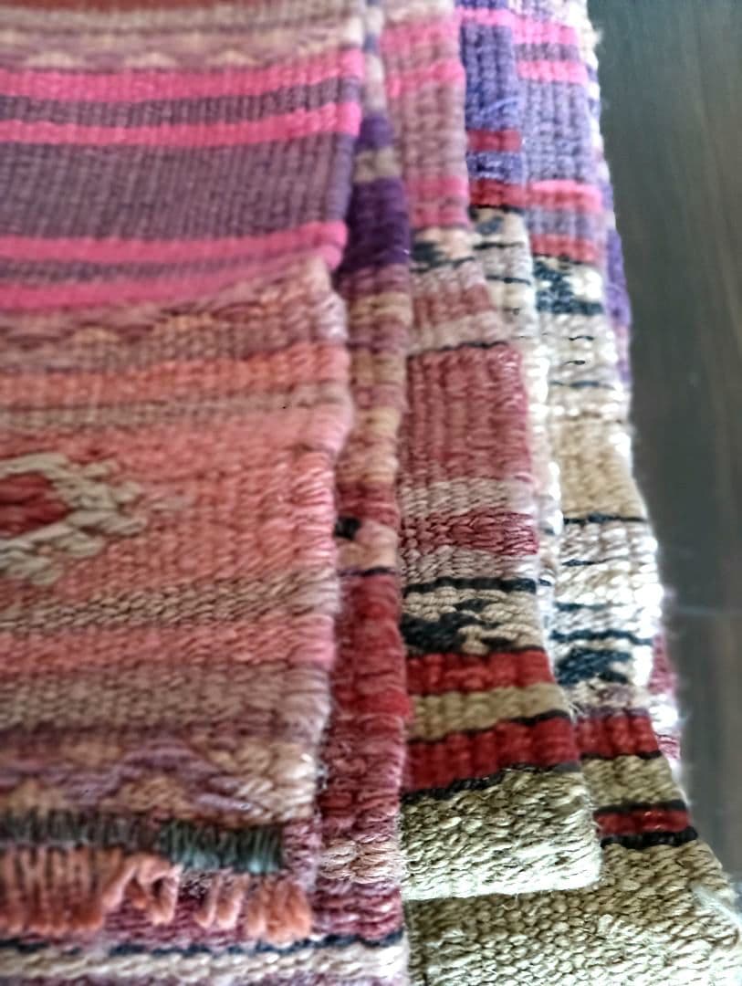 特大7.6kg 140×280色のパステルピンクのオールドキリム　カイセリ