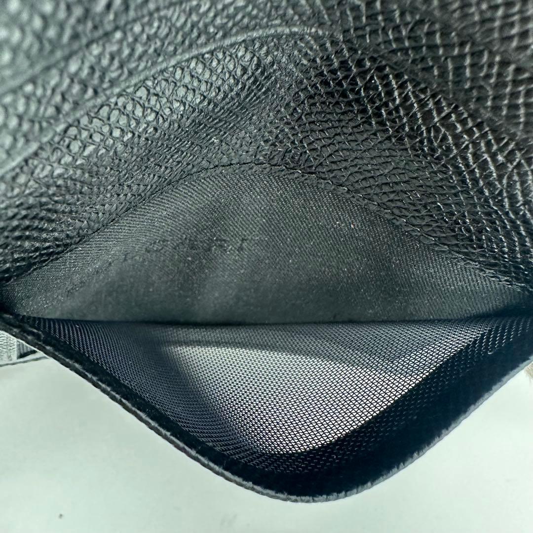 美品✨ブルガリ　名刺入れ　カードケース　定期入れ　黒　ロゴ刻印　フラップ