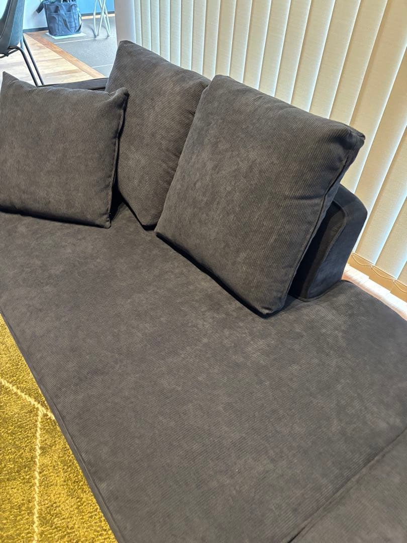 まさる　コーデュロイ カウチソファ 天然木 オットマン付　仙台市手渡し