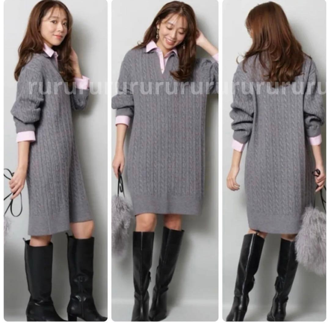 完売カラー★新品タグ付★JUSGLITTY レイヤードケーブルミニワンピース