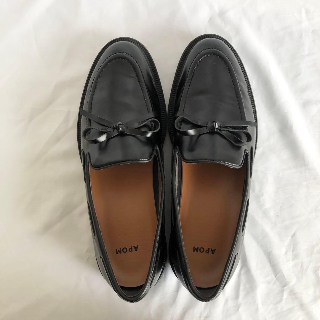 ひつじゆりかご　 美品 APOM アポム ウォータープルーフリボンローファ