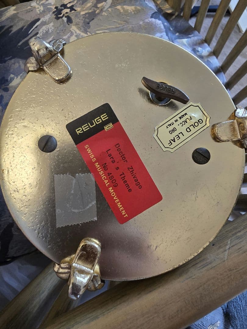 金箔・大理石　REUGE製オルゴール　バレエダンスフィギュア付き大理石装飾品