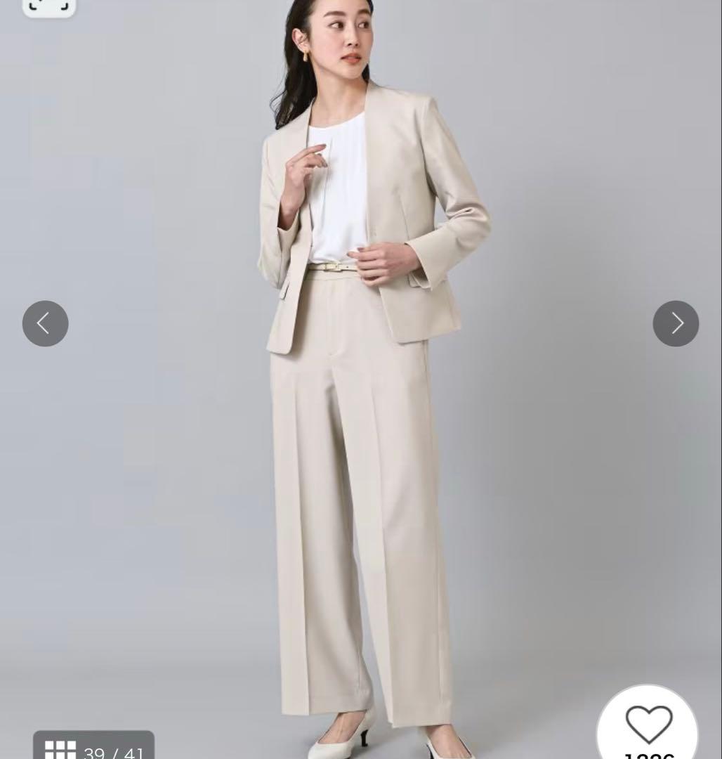 新品　アンタイトル　スカート スーツ　ライトグレー系orライトベージュ系　XS