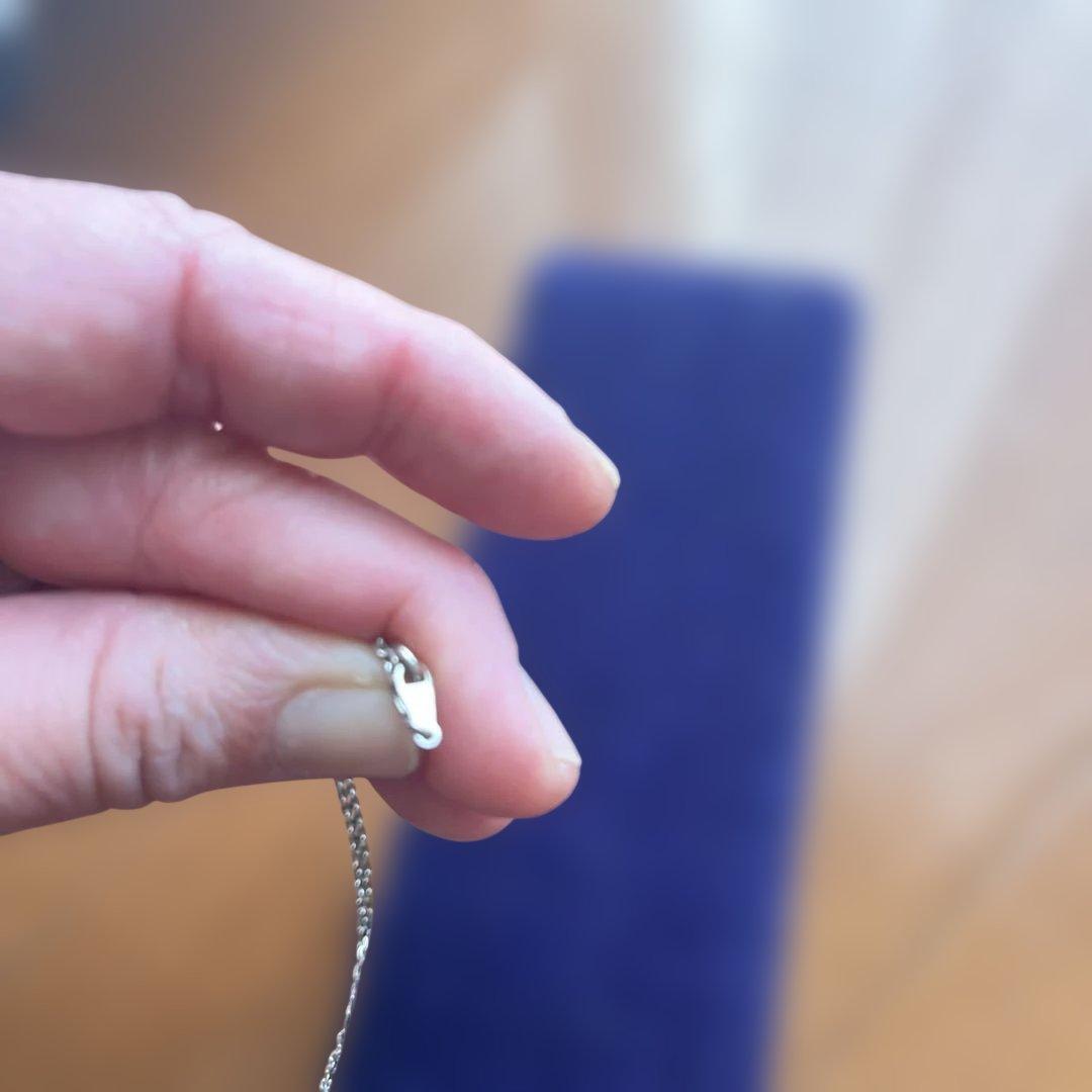 半*い様 シルバーペンダントネックレス 青色ストー５０年前　名前彫ってあります。