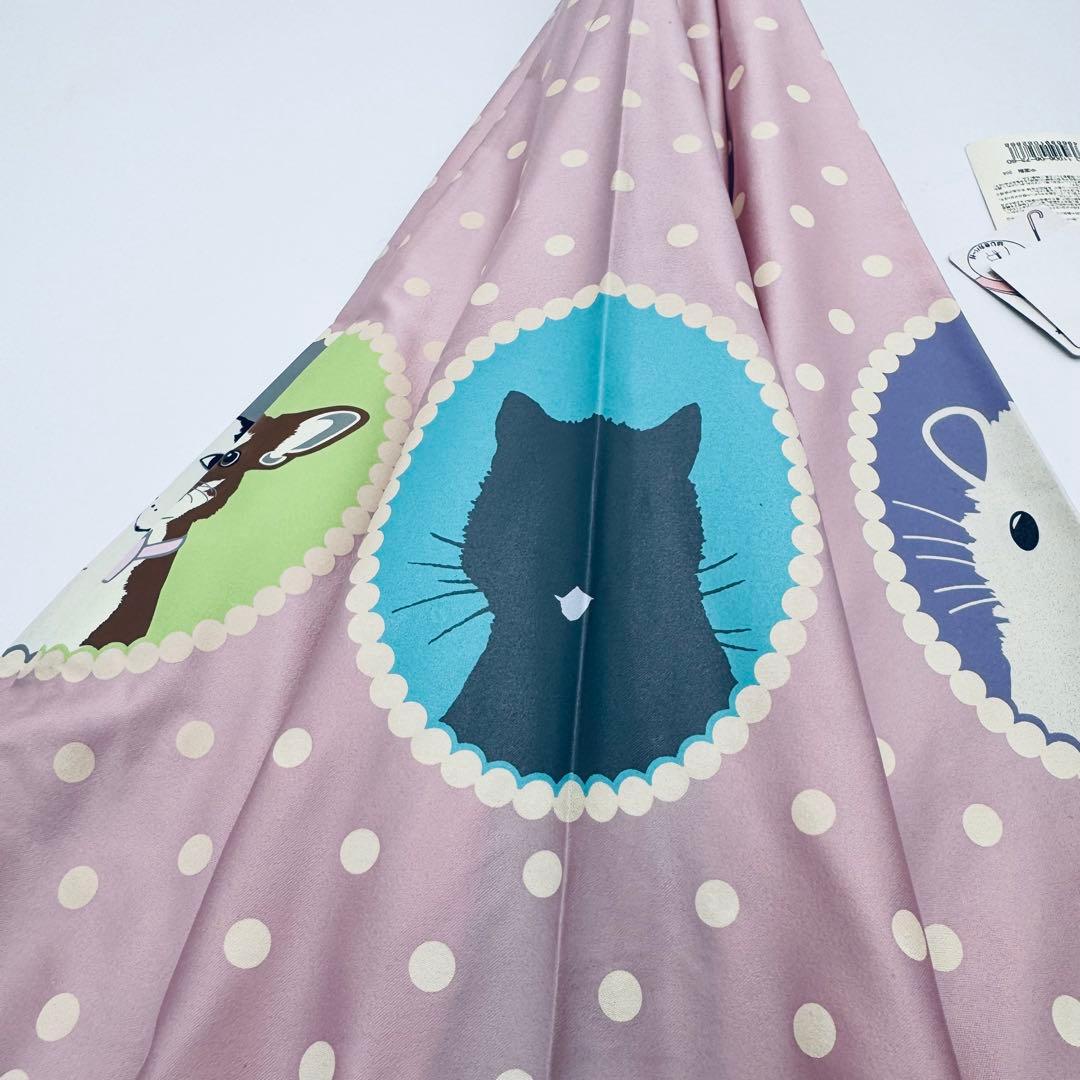 【未使用】LADUREE　ラデュレ　長傘　雨傘 ドット フレンチブルドッグ