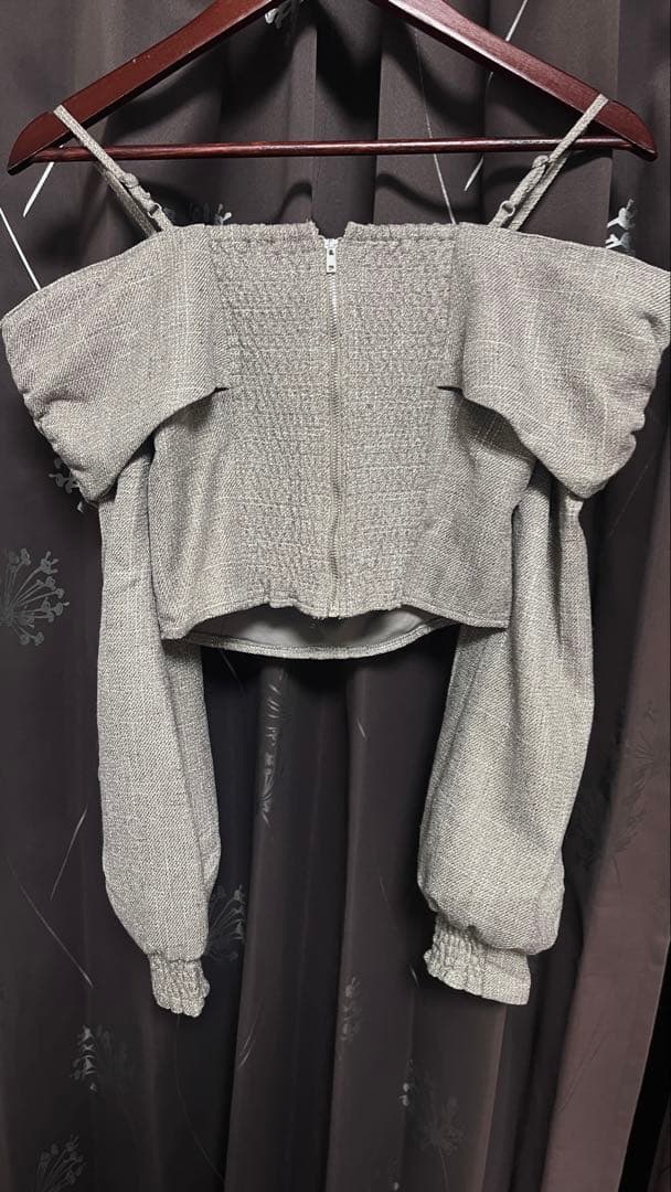 LIP SERVICE リボンオフショルロングスリーブトップス グレー