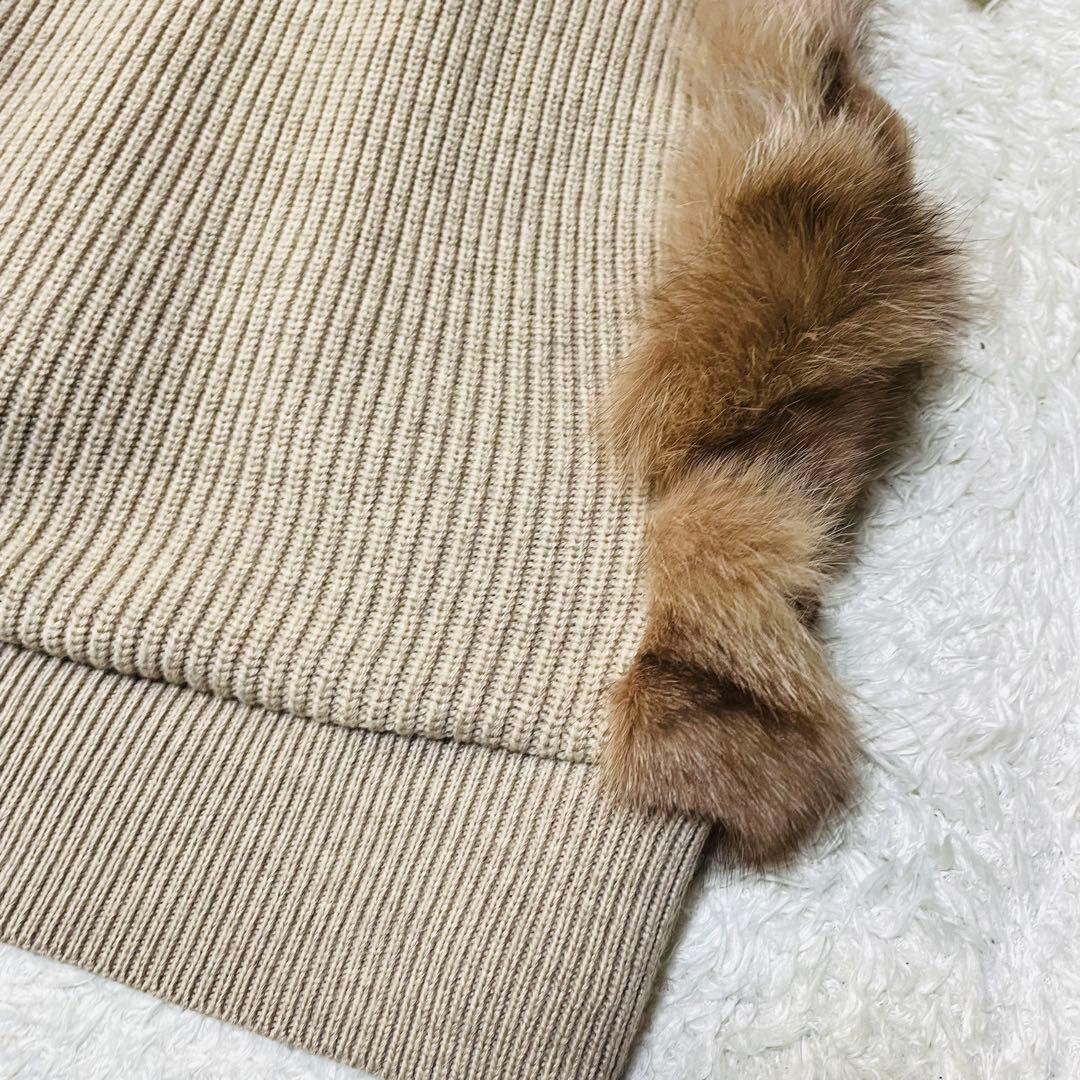 極美品◆ダブルスタンダードクロージング　ファー付きニットベスト　ブルーフォックス