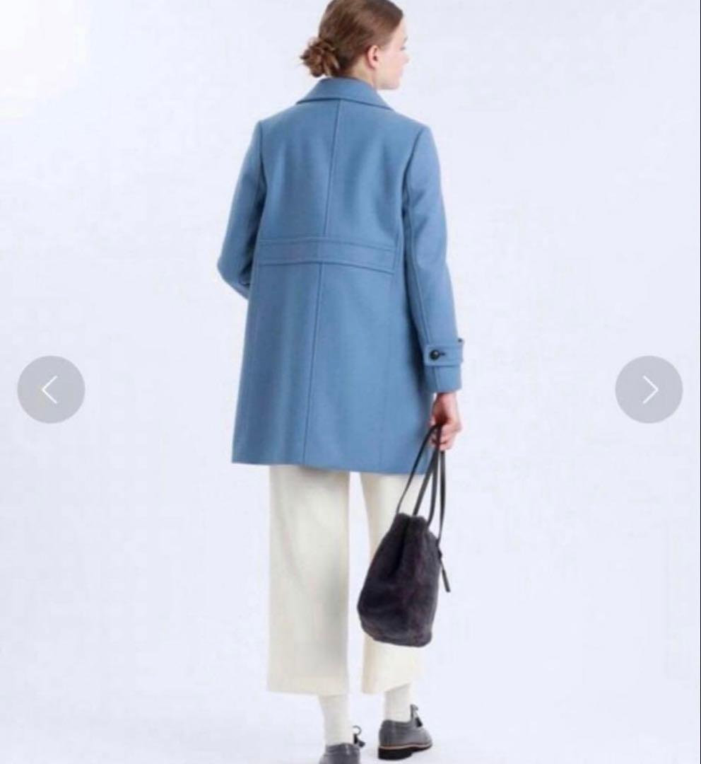 美品　マッキントッシュフィロソフィー　メルトンステンカラーコート　青　カシミヤ
