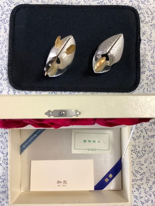 KD　純銀製　おしどり調味料セット　銀座和光