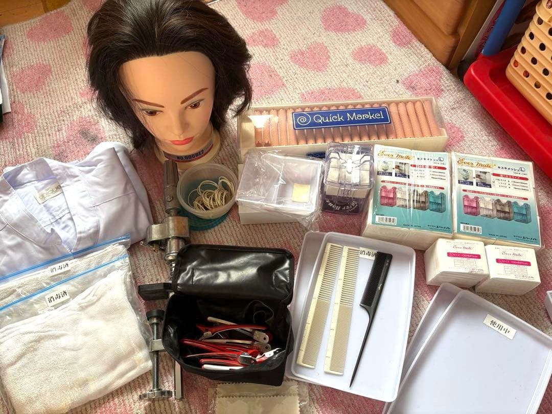 美容師国家試験　ワインディングウィッグと用具セット