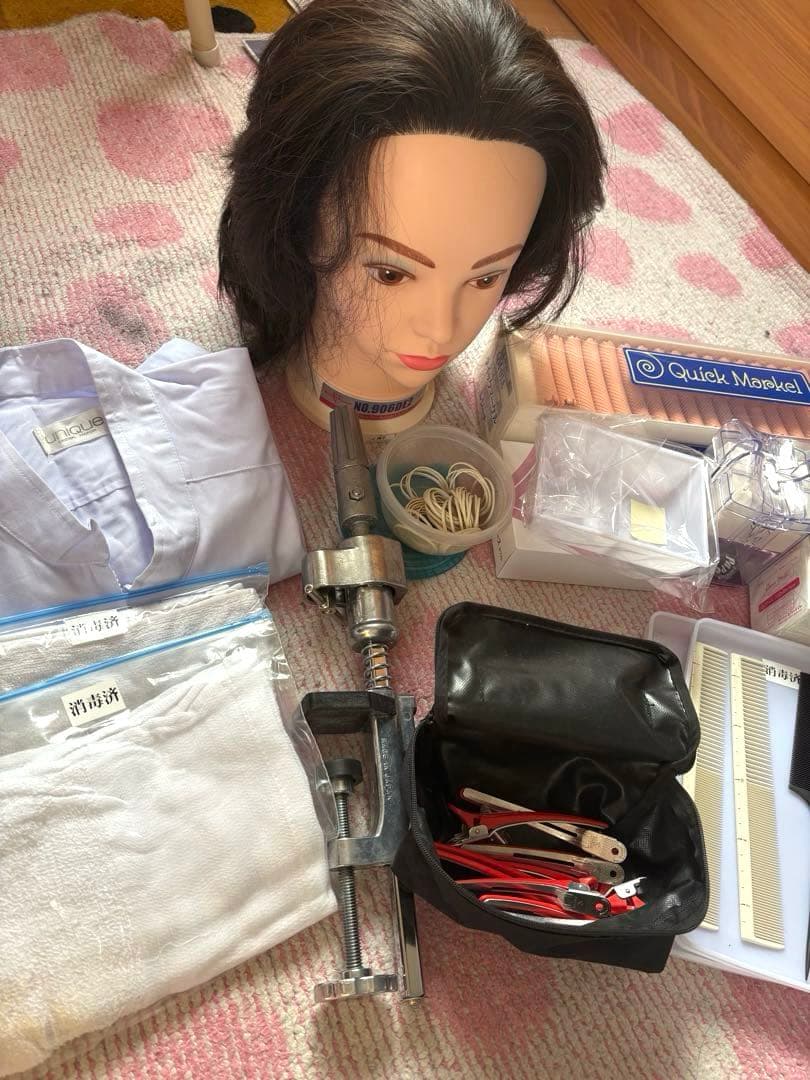 美容師国家試験　ワインディングウィッグと用具セット