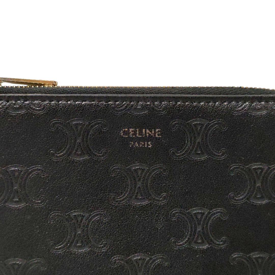 極美品＊セリーヌ トリオンフ &カードケース 財布 ブラック ゴールド金具