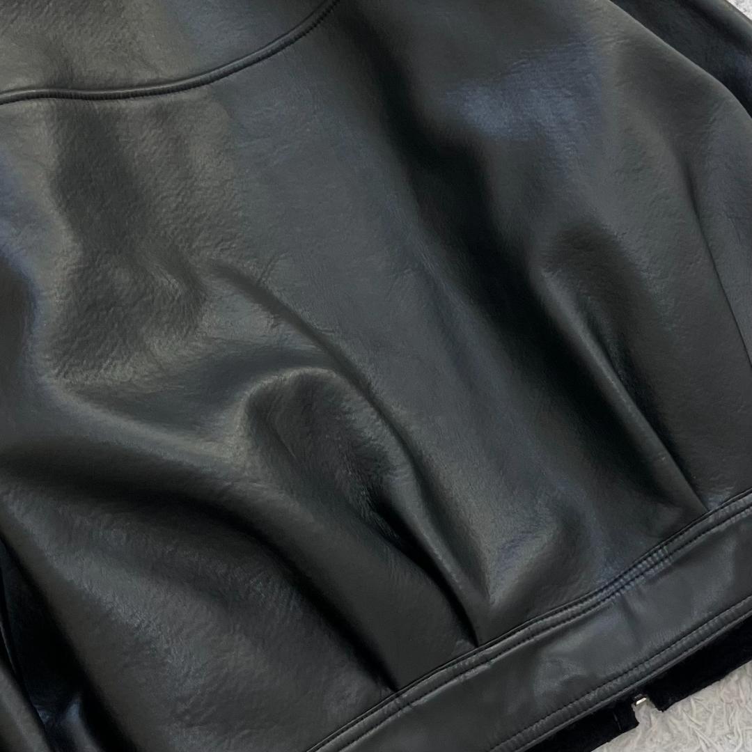 23AW✨未使用級✨エトレ リバーシブルボアブルゾン フェイクレザー ブラック