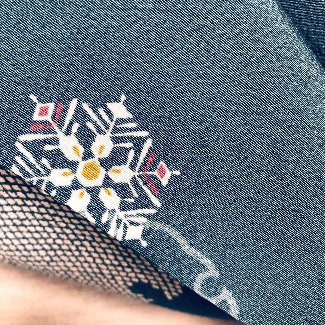 【美品　トールサイズ】小紋　雪　正絹　丹後　京友禅　袷　裄丈71 身丈174