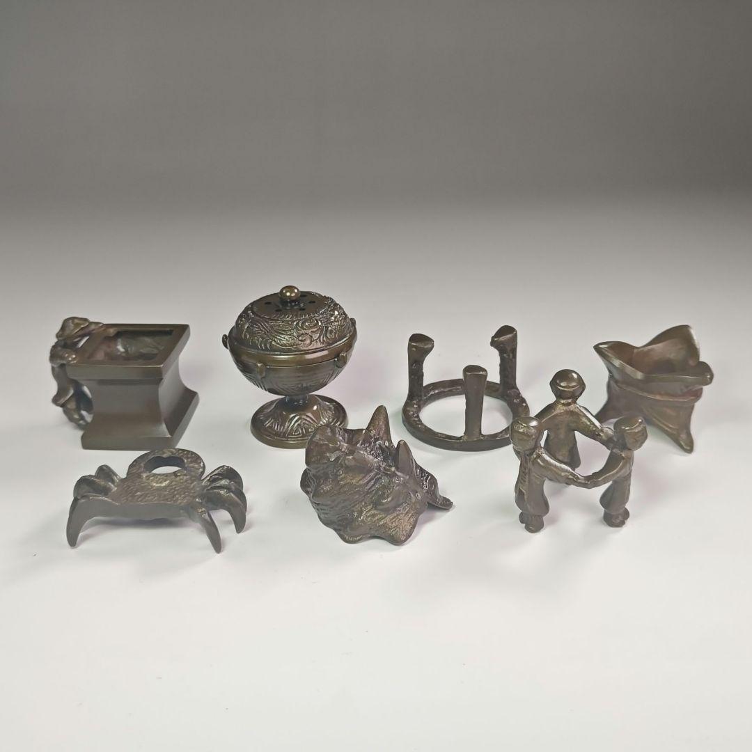 ウ304 七種蓋置『金谷浄雲作』『唐銅 七種蓋置　共箱』茶道具