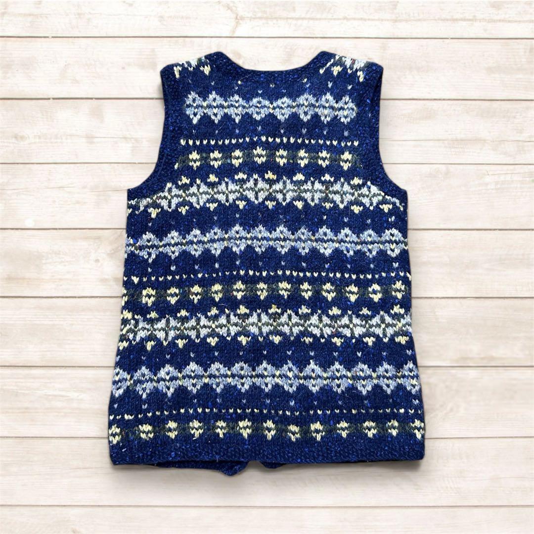 Athena Designs フェアアイル柄ベスト アイルランド製　ネイビー