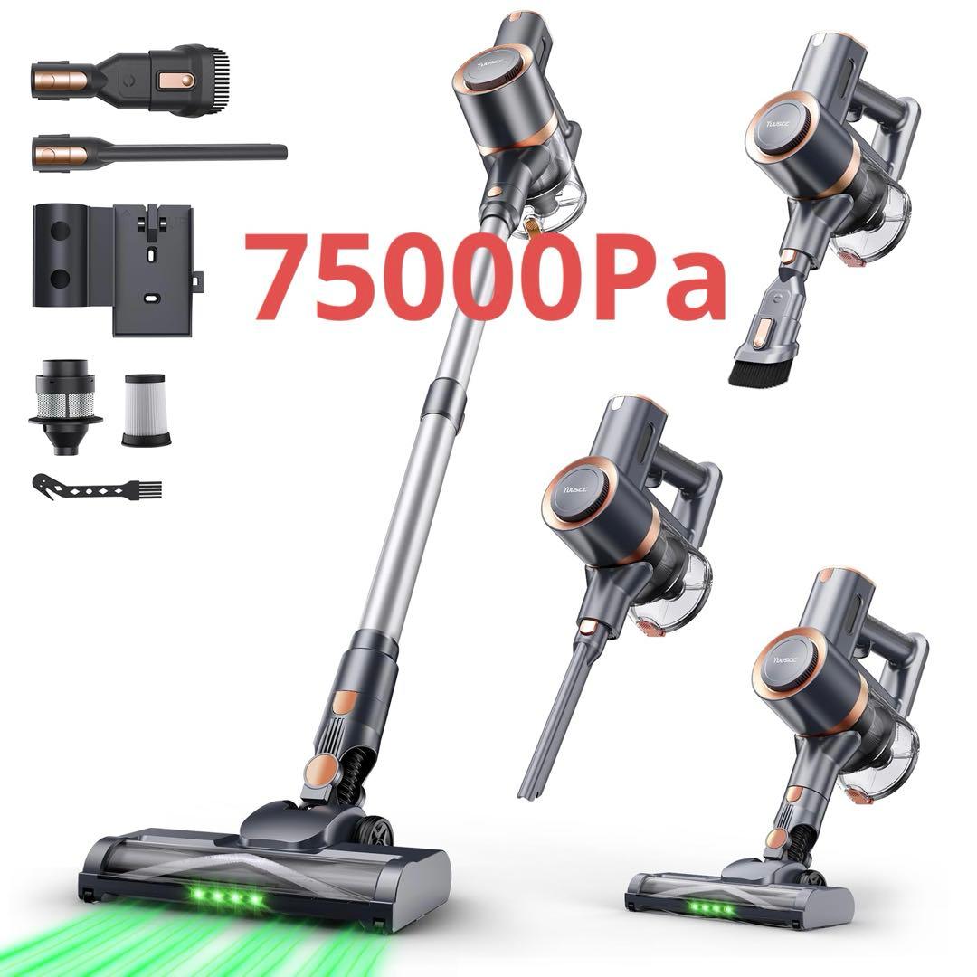 ✨掃除機 コードレス 75Kpa超強力吸引 置くだけ充電スタンド 55分連続稼働