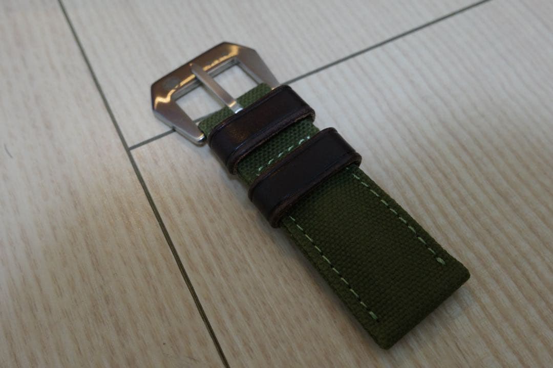 松下庵 パネライ ファブリック（帆布） アーミーグリーン26-22mm 未使用品