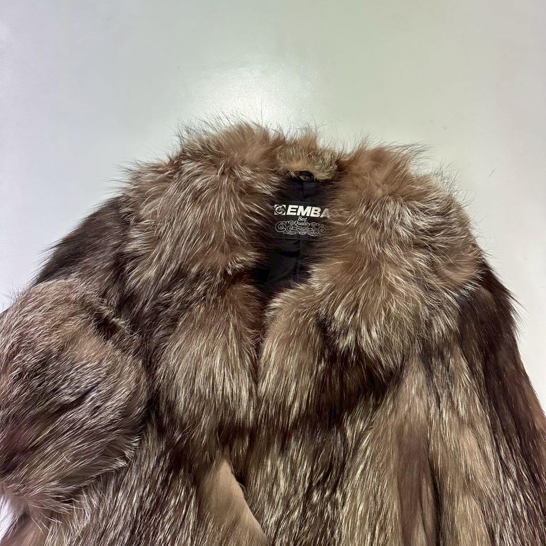 EMBA エンバ シルバーフォックス ファーコート 毛皮 ブラウン