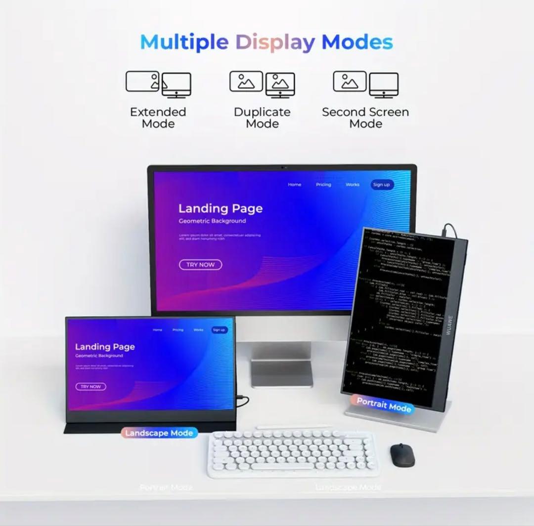 WUAWEモバイルモニター15.6インチ フルHD ポータブルモニター