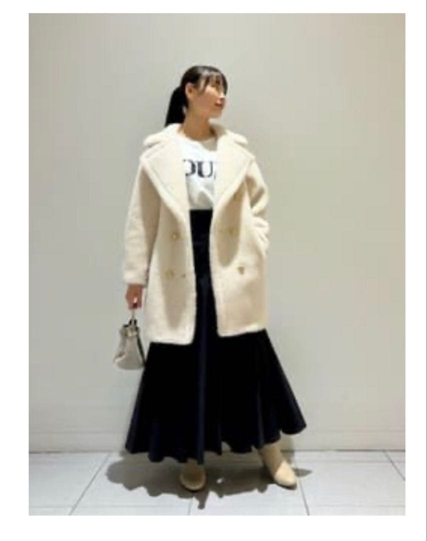 アルアバイル　ウールMIXボアピーコート【白洋社ローヤルクリーニング済】