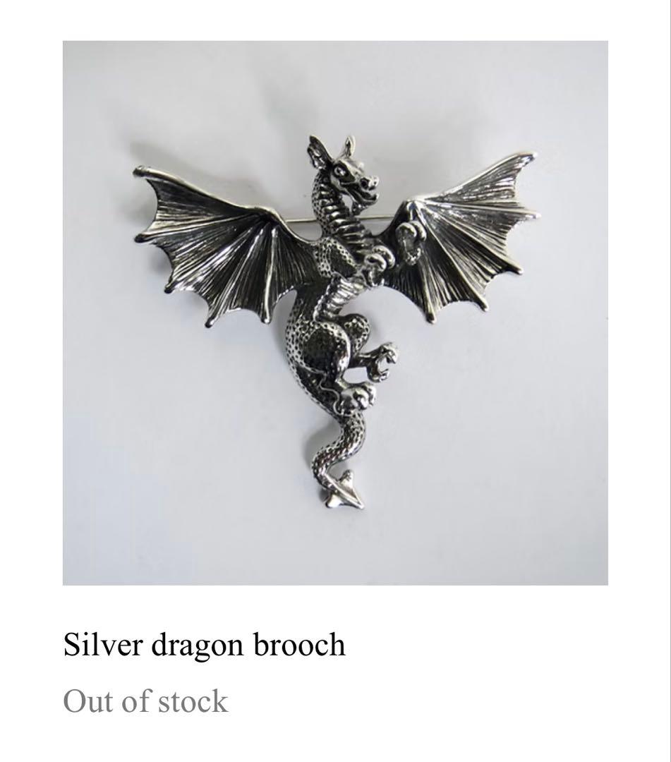 Lexi Deck イギリス製 ドラゴン シルバーカフリンクス & バッジ