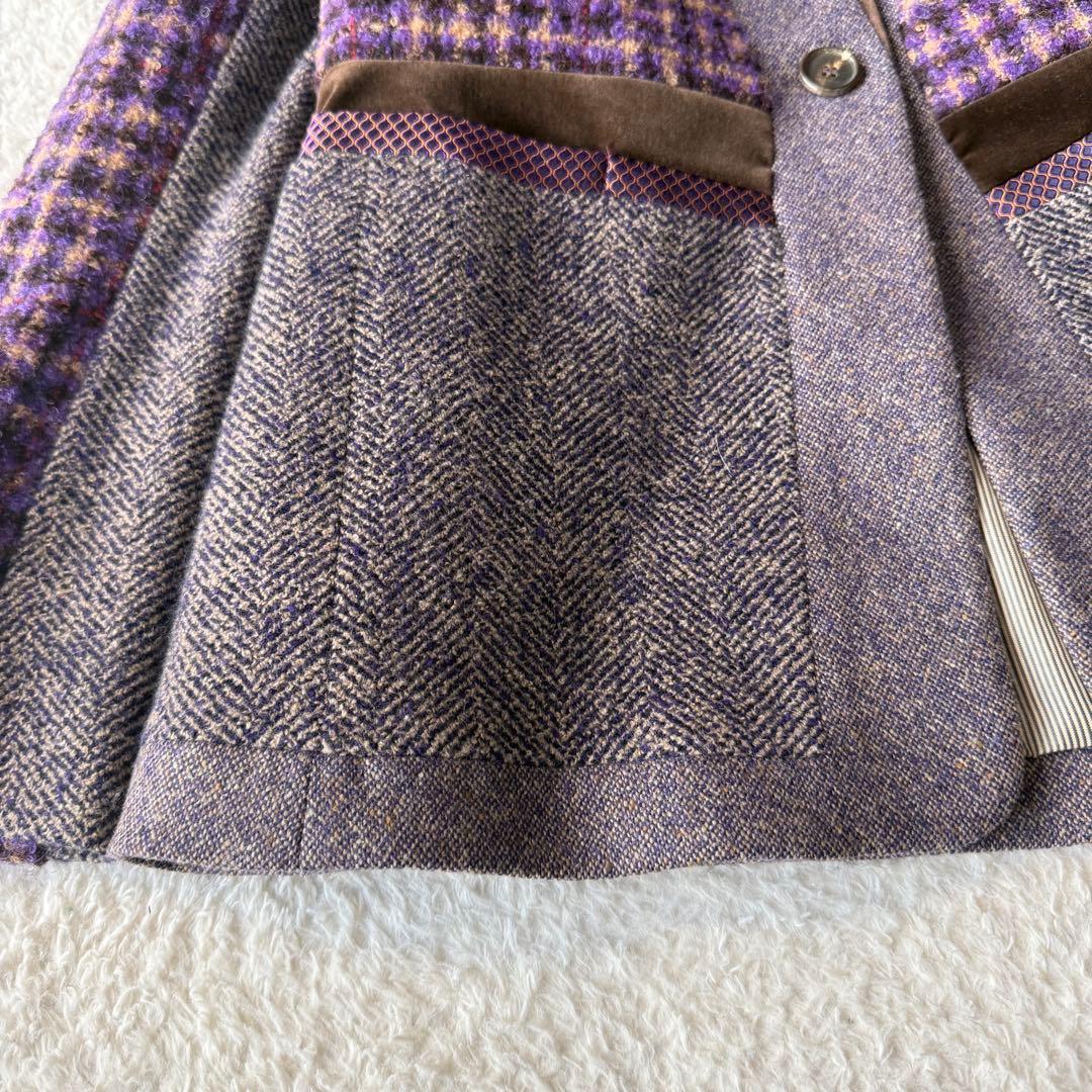 エトロ ノーカラー ジャケット ツイード シルク モヘヤ混 大きいサイズ 44