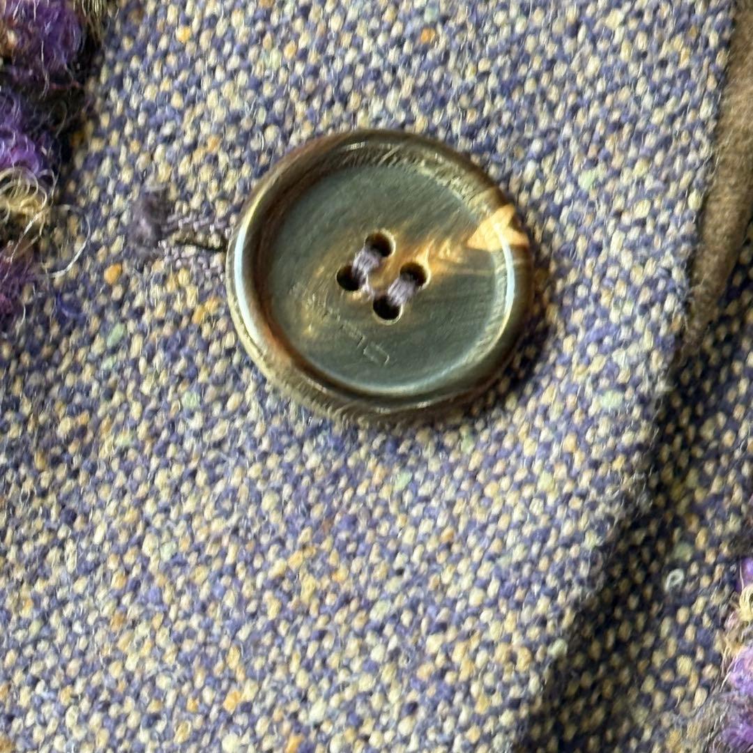 エトロ ノーカラー ジャケット ツイード シルク モヘヤ混 大きいサイズ 44