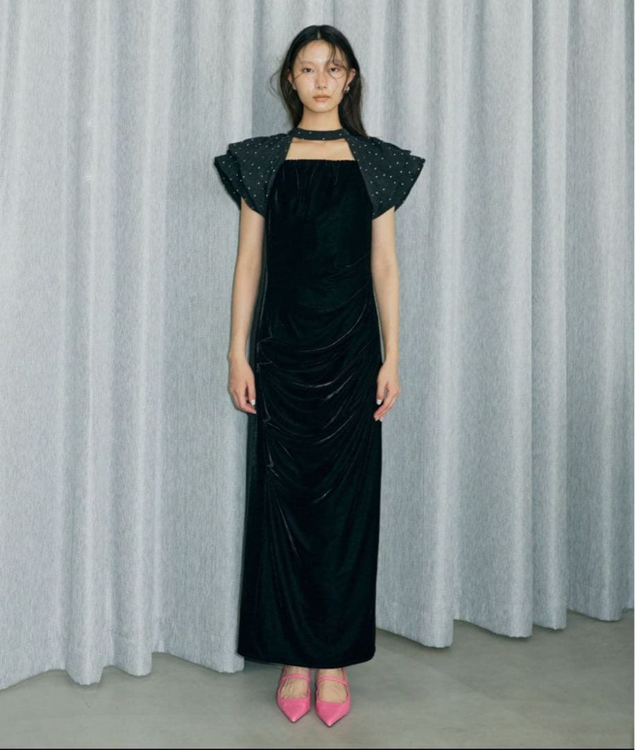 スーツ・フォーマル・ドレス ANDRESD drape velour dress