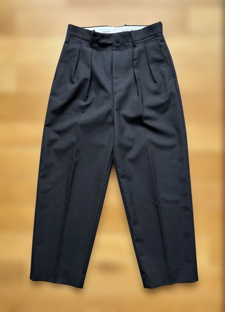 Steven Alanウール オックスフォード ツープリーツ ドレストラウザーズ