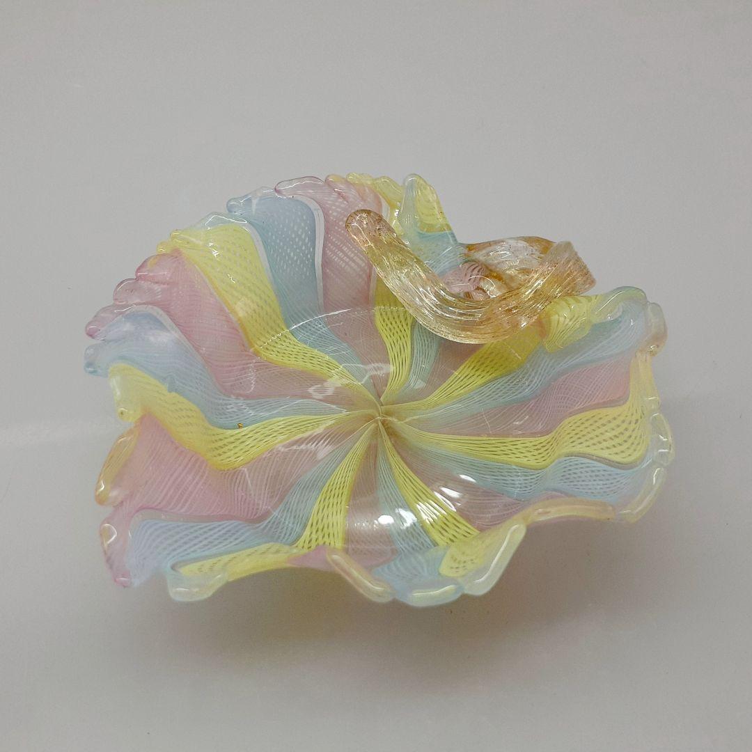 MURANO ムラノ 金彩 レース 木葉モチーフ 皿