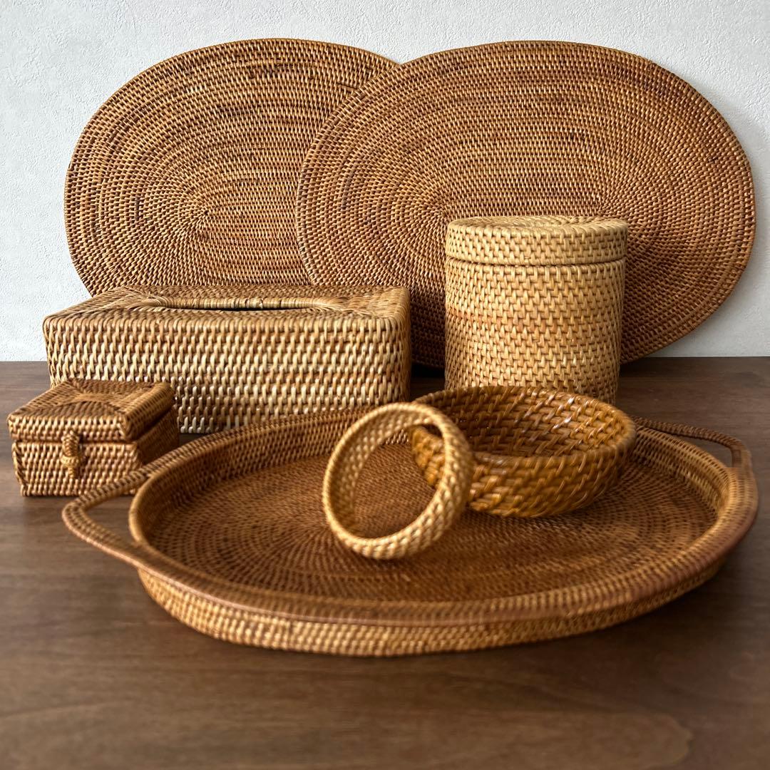 アタ&ラタン　まとめ売り　ティッシュカバー　プレート　　小物入れ　ボウル　トレー