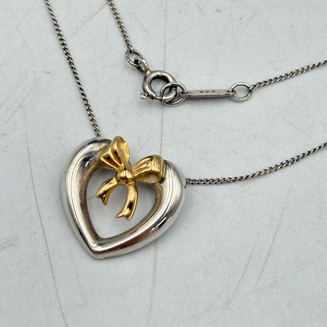 ティファニー ハートリボンネックレス 925 K18 1019-S7112s
