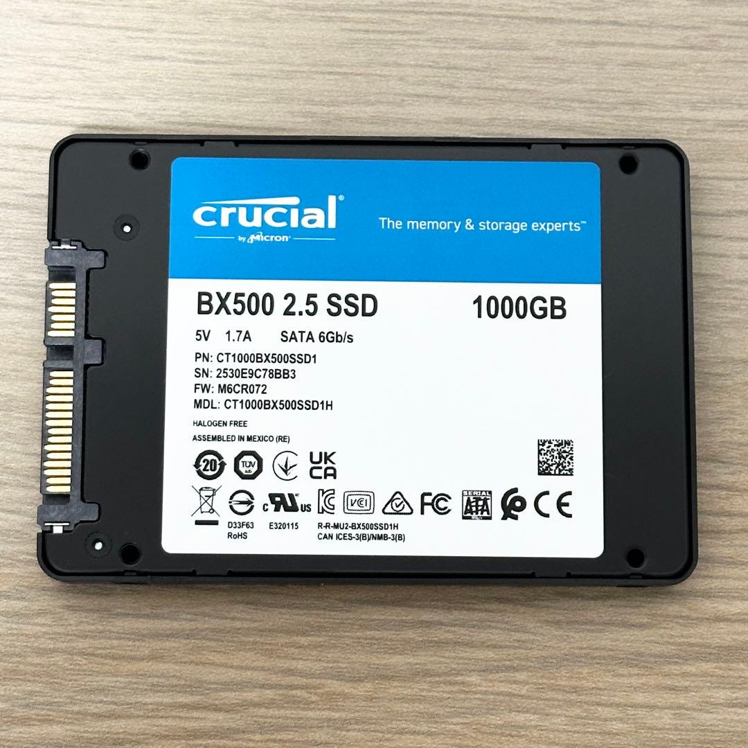 稼働0時間✨ CRUCIAL SSD 1TB CT1000BX500SSD
