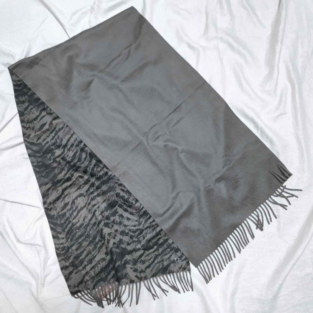 ロロピアーナLoro Pianaカシミヤ100%迷彩無地フリンジストールマフラー