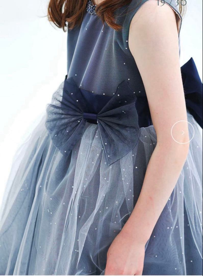 美品 ドレスコ DRESCCO グレイネイビーシルバースタードレス 130