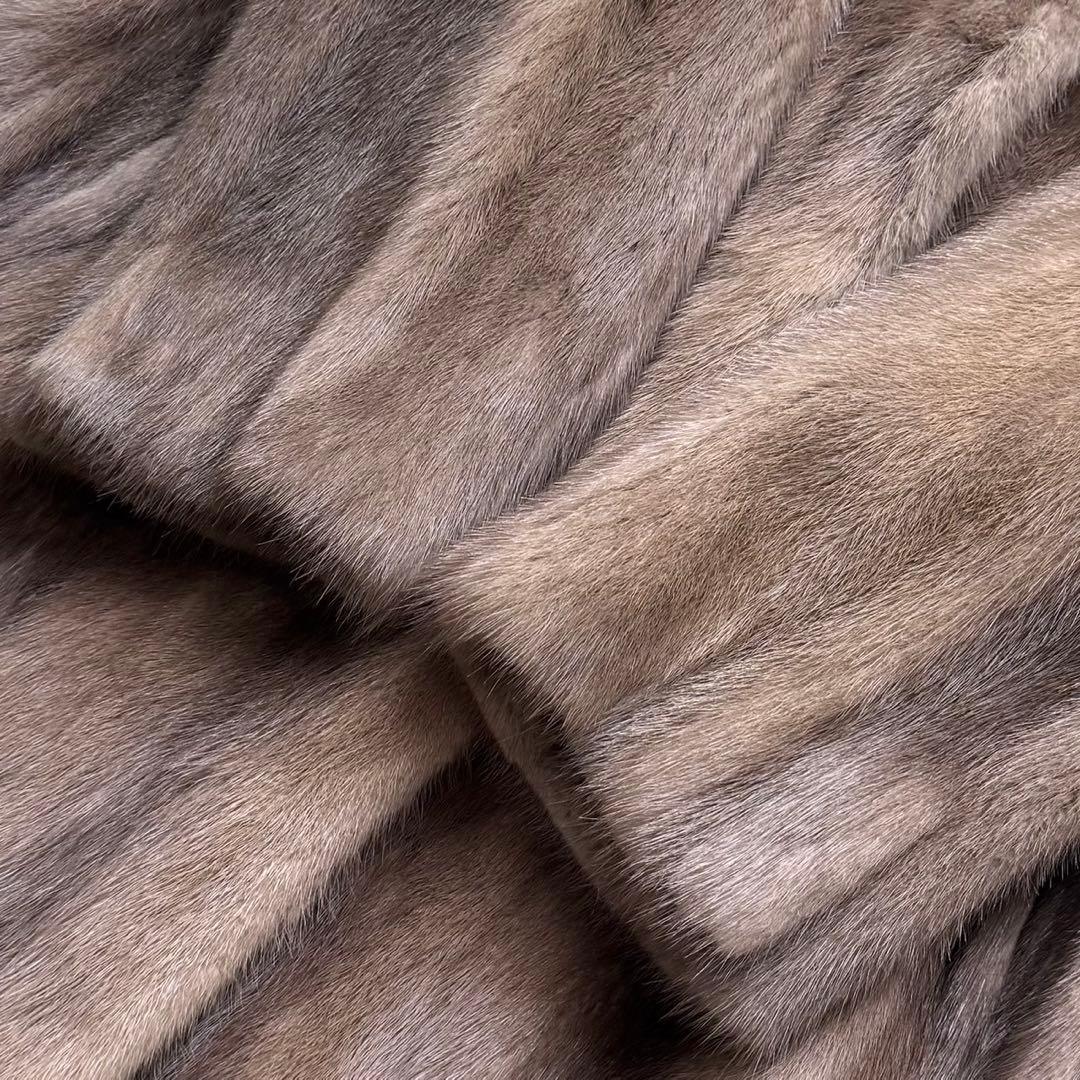 美品 ブルーアイリスミンク 本毛皮 リアルファーコート なめし柔らか サイズL