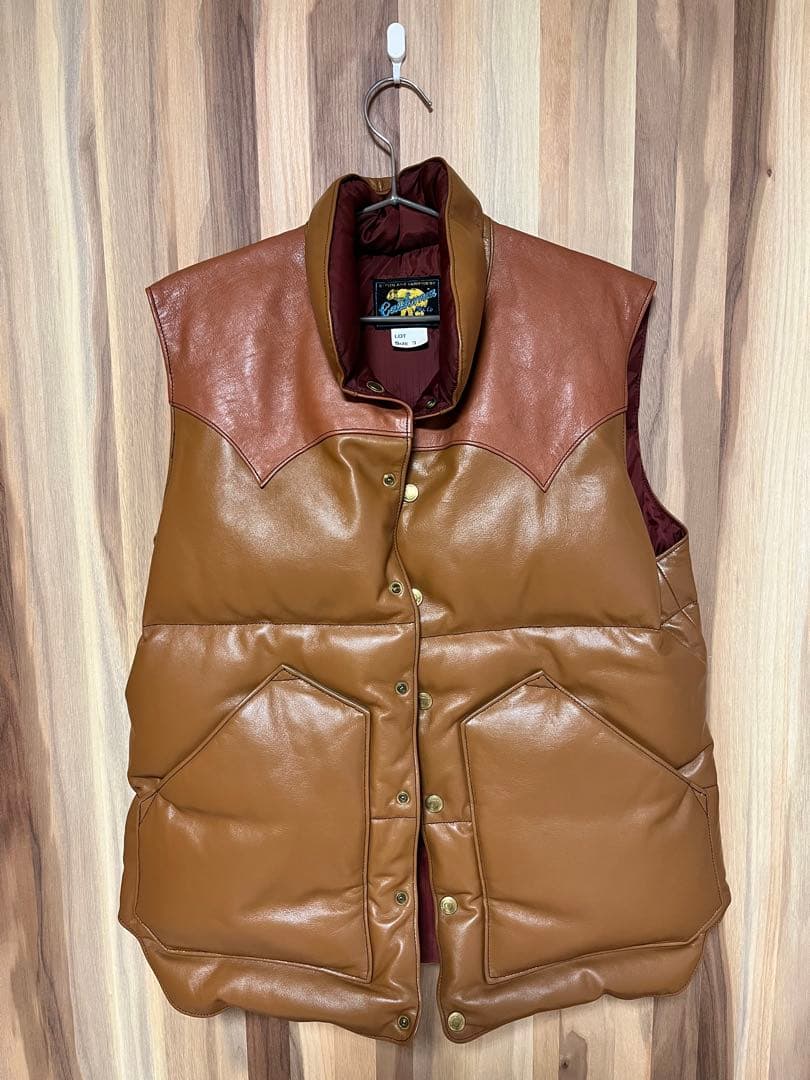 レインボーカントリー　レザーダウンベスト　Mサイズ