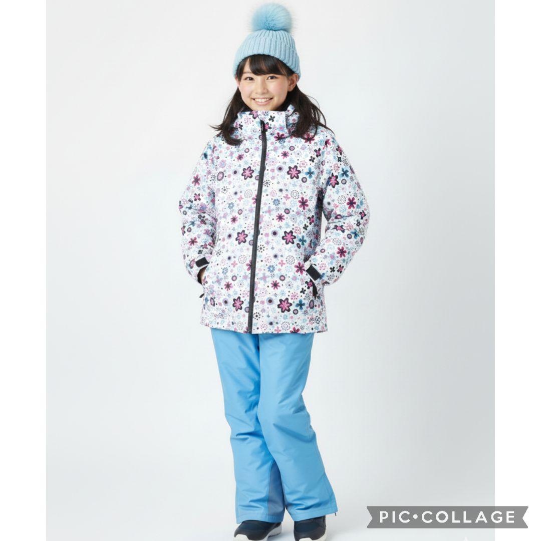 極美品♡Phenix スキーウェア 160 150女の子 花柄 結晶 白×水色