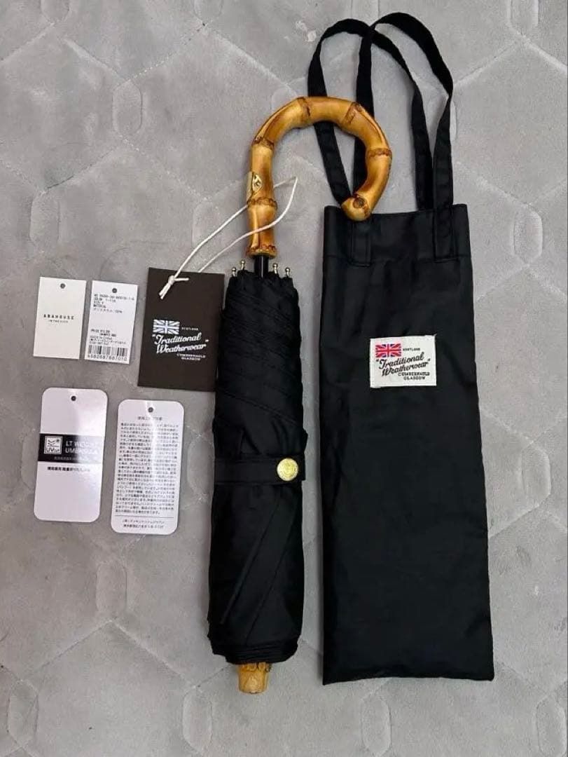 ほぼ新品！トラディショナルウェザーウェア　折りたたみ傘 晴雨兼用 竹製ハンドル