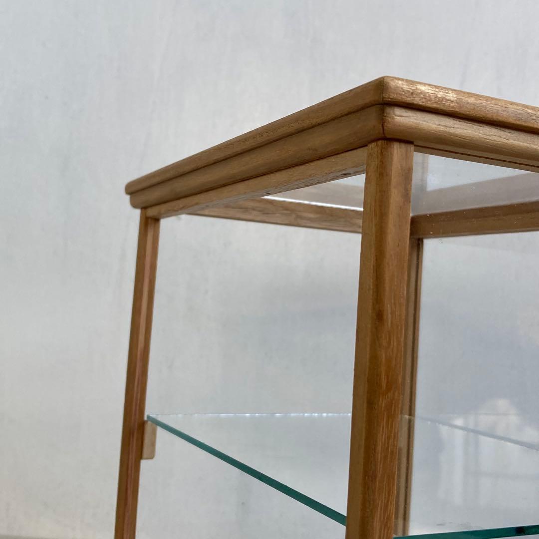 g312 古い木製ガラスケース 2段 卓上ショーケース 扉なし