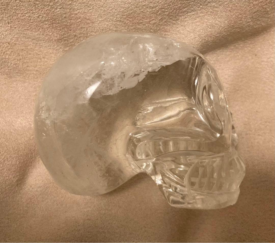 大 天然石 スカル 骸骨 ドクロ 良品 希少 クリスタルスカル 置物 虹有